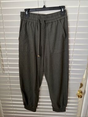 Zara Dark Olive Elastic-Waist Jogger Pants